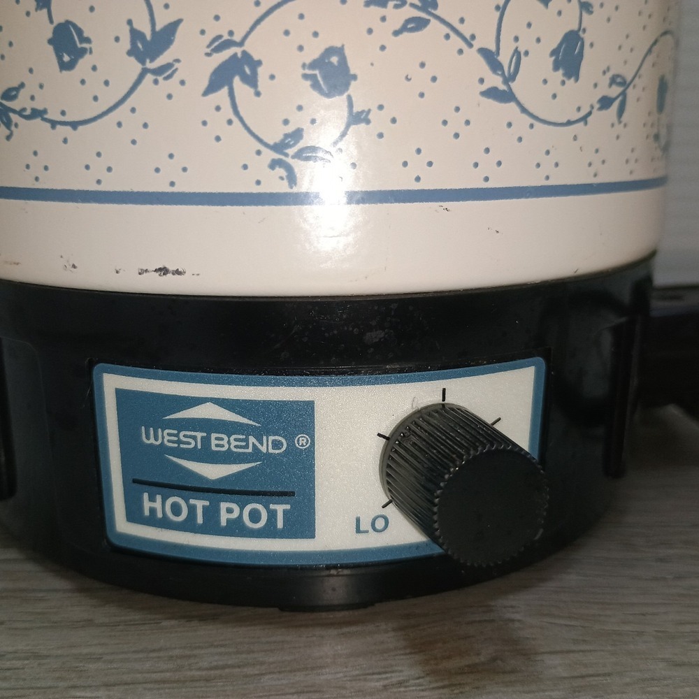 Vintage West Bend Hot Pot Hot Water Tea Pot Electric White Floral 36 Oz - Picture 2 of 7